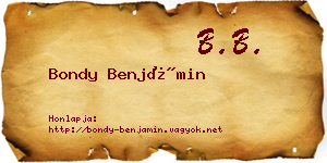 Bondy Benjámin névjegykártya